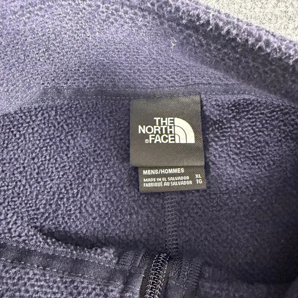 The North Face Mens Navy Blue Waffle Knit Fleece Quarter Zip Pullover Sweater